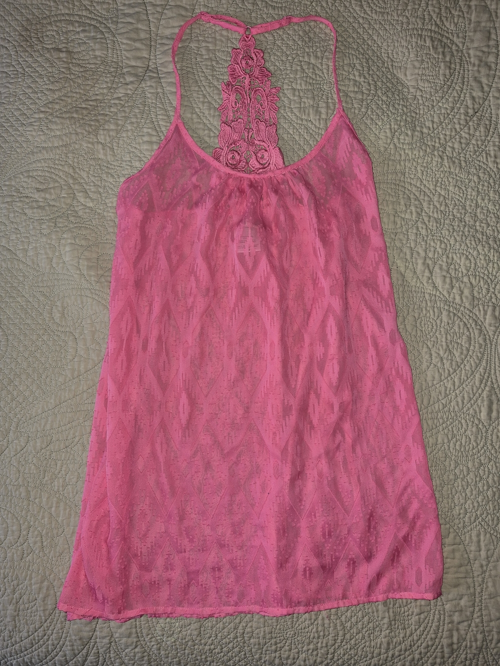 In Bloom by Jonquil Pink Sheer Chemise Lingerie Lace Back Small